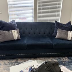 Blue Velvet Couch + accent chairs