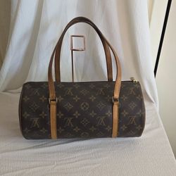 LOUIS VUITTON Papillon 26 Handbag Monogram Canvas Brown Barrel Authentic .
