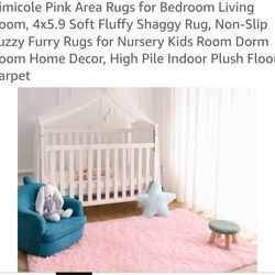 Girl Room, Pink, Fluffy-Shaggy Rug 4x5.9