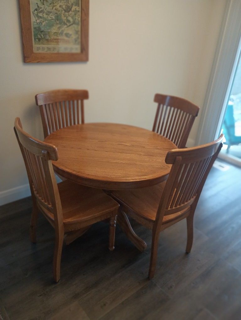 Oak Table With Leaf and Chairs