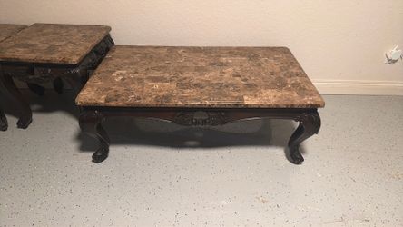Coffee table and two end tables marble