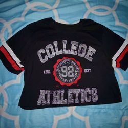 M Black Cropped Shirt