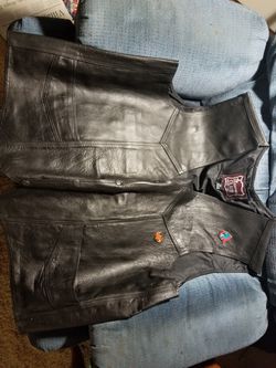 Large leather biker vest old school sz. 62