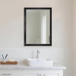 Free 🎁 with purch New Amazon Basics Rectangular Wall Mount Mirror, Standard Trim, Black, 20" x 28"