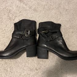 Nine West Chocolate Brown Booties-Leather Upper 8M