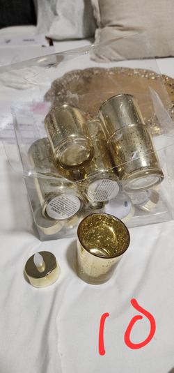 Gold Mercury Glass Votive Candle Holders Set