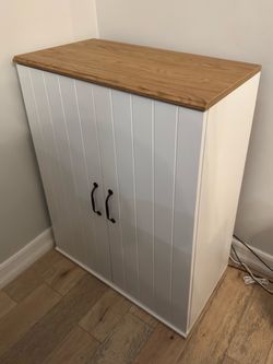 IKEA SKRUVBY Storage Cabinet – White/Oak