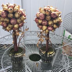 Beautiful 17” Pair Of Topiary Plant.