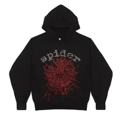 Spider hoodie Black and Red rhinestone