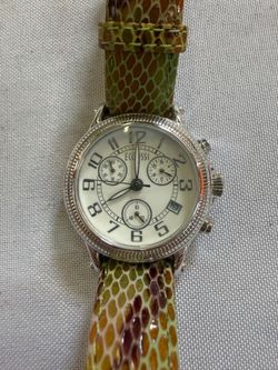 Ecclissi Sterling Silver Ladis Watch 23945 Snake Skin Band