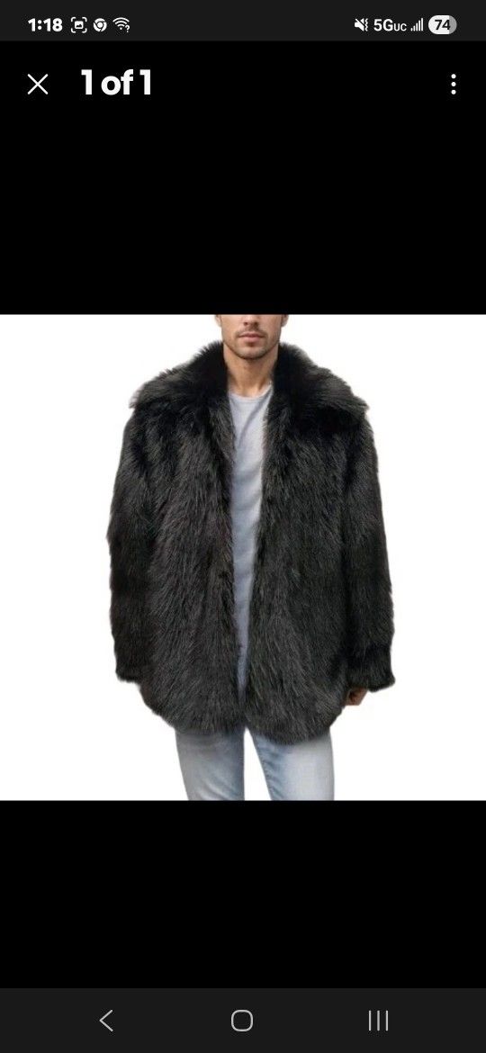 Colf Unisex Faux Fur Black Parka Medium Oversized Warm Winter Jacket