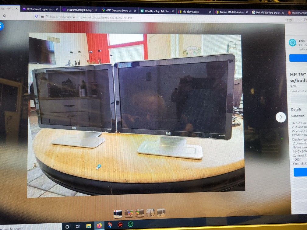 HP 19" Dual Monitors W/Built-in Speakers