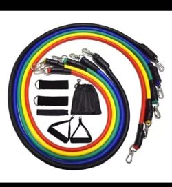 11PCS Resistance Band Set Yoga Pilates Abs Exercise Fitness Tube Workout Bands