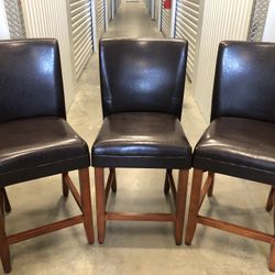 HomePop 24-inch Luxury Brown Faux Leather Barstools 