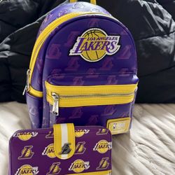 *Read Description *Loungefly  Backpack And NBA Los Angeles Lakers Zip Around Wallet