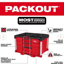 Milwaukee PACKOUT 22 in. Modular 3-Drawer Multi Drawer Tool Box with Metal Reinforced Corners and 50 lbs. Capacity
