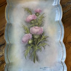 Antique Hand Painted Porcelain Tray 