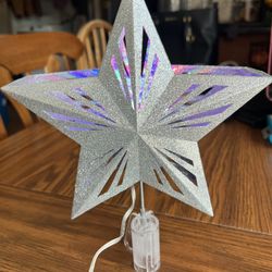 🎄Silver Glitter Star TreeTopper with Colorful Light Projector - $15