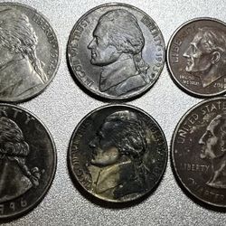 Lot Of 6 Coins With Improper Annealing Called Black Beauties 