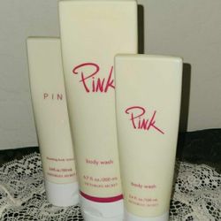 X3 NEW VICTORIA'S SECRET PINK BODY WASH MOISTURIZING BODY CREAM LOT SET 6.7 oz 200 mls 3.4 oz 100mls