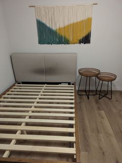 Queen bed frame + 2 side tables