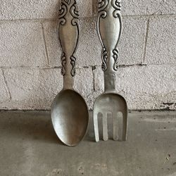Kitchen Decor Metal Spoon N Fork