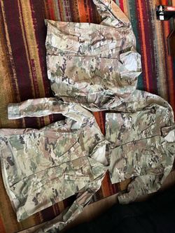 Army OCP sets, patrol cap, barret, patches and duffel.