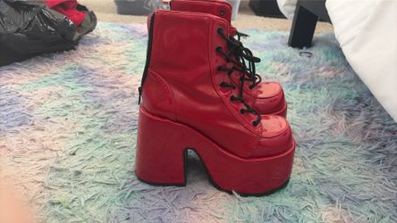 Demonia red platforms $50