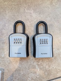 2 Key Lock Box, 4 Code Combination Lockbox Mountable or Shackle Latch Hung - Key Storage Box