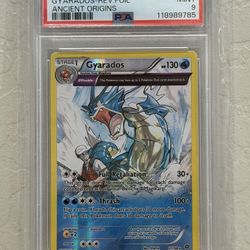 2015 POKEMON XY ANCIENT ORIGINS #21/98 GYARADOS REVERSE FOIL PSA 9