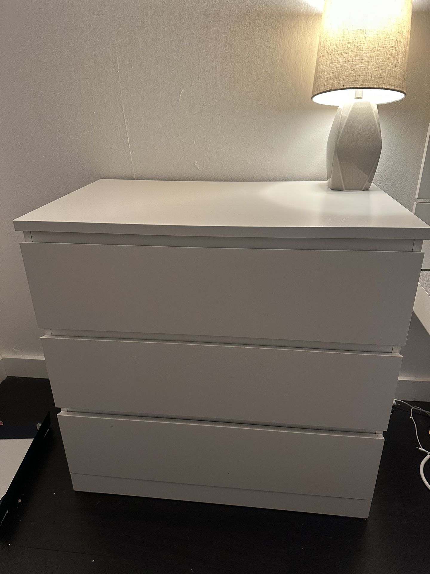 Used White IKEA STORKLINTA 3 Drawer Dresser