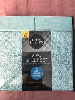 Full Size 6-piece Sheet Set,  New in Pkg