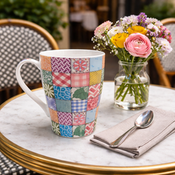 Patchwork Quilts Coffee Mug Paul Cardew England Colorful Patchwork Ceramic Cup
Colorful patchwork design coffee mug featuring a quilt-inspired pattern