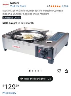 Iwatani 35FW Single-Burner Butane Portable Cooktop Indoor & Outdoor Cooking Stove Medium