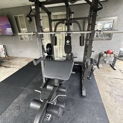Vesta Fitness Smith Machine 2001 w/Bench Attachment | 230lb Bumpers Weights | 7ft Olympic Bar | Fitness | Gym Equipment | FREE DELIVERY 🚚 