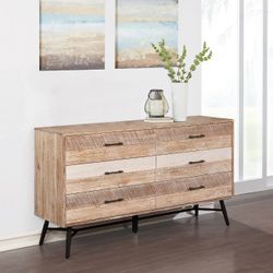 Brand New 6-Drawer Rough Sawn Multicolored Dresser