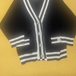 Cardigan Negro Con Blanco 