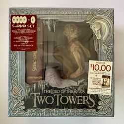 2003 LOTR Lord of the Rings Two Towers 5 DVD Gift Set & GOLLUM as Sméagol Collectible Figure SEALED