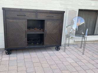 Gorgeous Large Rustic Industrial Acacia Wood Sideboard Server