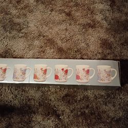 Vintage 1970's Lindsay 6 Piece Floral Coffee Mug Set NIB