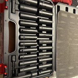 25pc MM & SAE deep impact socket set new 6 point $50 in n Lakeland see last pic for sizes 