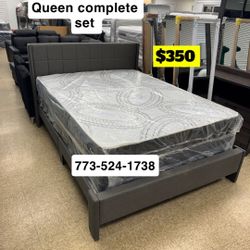 Queen Size Bed Frame With Mattress Set $350 Only 