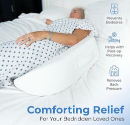 Bedsore Pressure Relief Pillow, White – Offload Pressure to Prevent Bed Sores & Ease Turning – 30° Positioning, Cooling Gel Top, 2 Non-Skid Removable
