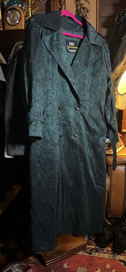 London Fog FOG Teal Floral Trench Coat