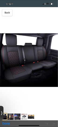 Dodge Ram Rear Seat Covers Waterproof Leather Custom Fit 2009-2024 1500, 2010-2024 2500/3500 Crew Quad Regular Cab Pickup Compatible with Spl