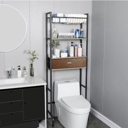 Over The Toilet Storage, Over Toilet Bathroom Organizer with Detachable Drawer, 3 Tier Bathroom Shelves Rack Over Toilet