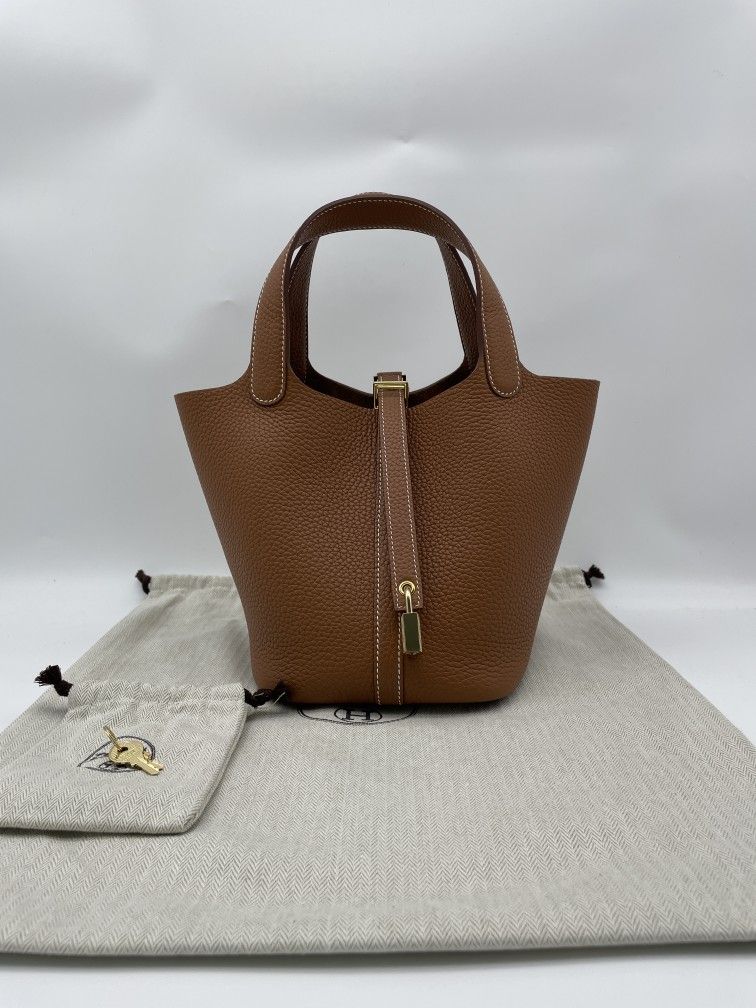 Hermes Taurillon Clemence Picotin Lock 18 Beton Handbag