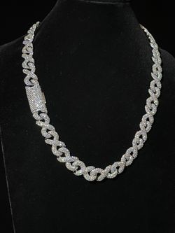 VVS Custom Moissanite Infinity Link chain 15mm 22 inch PASS DIAMOND TESTER