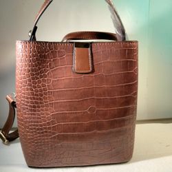 Women's Brown Leather Crocodile Tote 