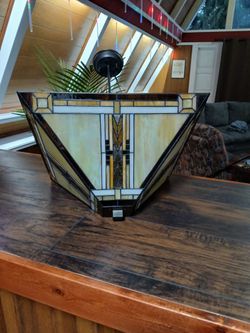 Arts & Crafts Stained Glass Pendant Chandelier Light Fixture